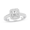 Thumbnail Image 1 of Previously Owned Diamond Engagement Ring 1/2 ct tw Emerald & Round-cut 14K White Gold