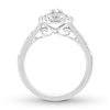 Thumbnail Image 1 of Previously Owned Diamond Engagement Ring 1/2 ct tw Pear & Round-cut 14K White Gold