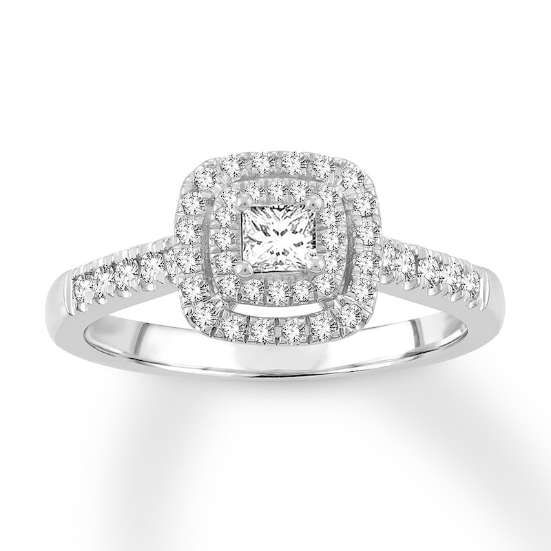 Previously Owned Diamond Engagement Ring 1/2 ct tw Princess & Round-cut ...