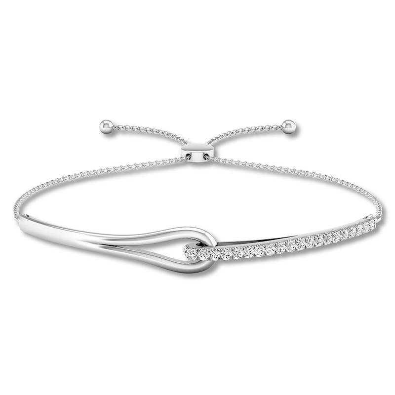 Main Image 1 of Previously Owned Love + Be Loved Diamond Bolo Bracelet 1/2 ct tw 10K White Gold 9.5&quot;
