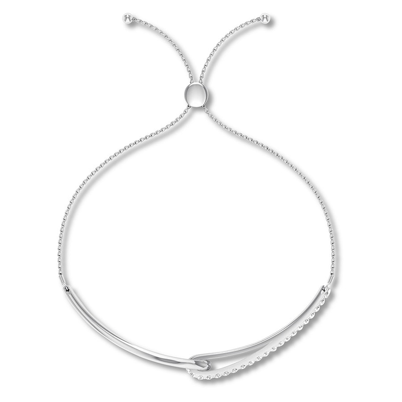 Main Image 2 of Previously Owned Love + Be Loved Diamond Bolo Bracelet 1/2 ct tw 10K White Gold 9.5&quot;