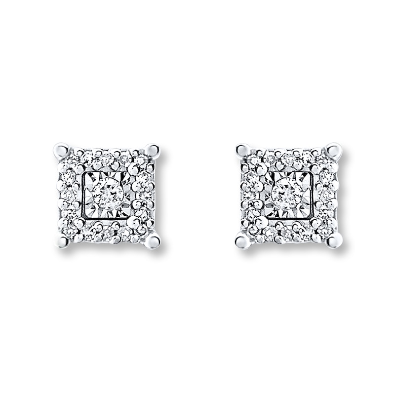 Main Image 2 of Previously Owned Diamond Earrings 1/10 Carat tw Round-cut Sterling Silver