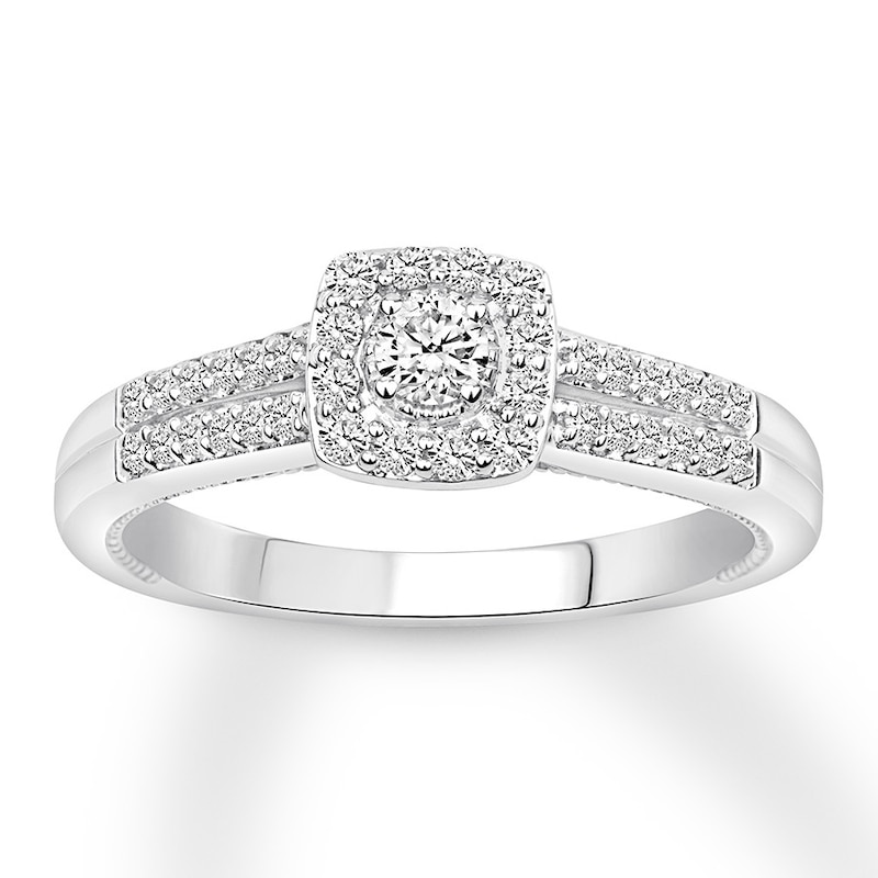 Main Image 1 of Previously Owned Diamond Engagement Ring 1/3 ct tw Round-cut 10K White Gold