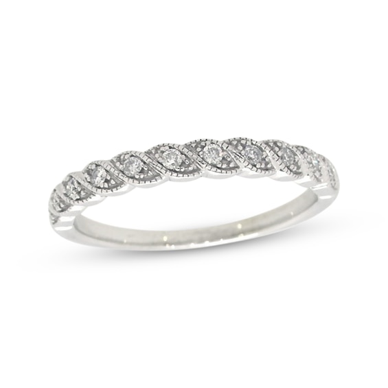 Previously Owned Diamond Wedding Band 1/8 ct tw Round-cut 10K White Gold