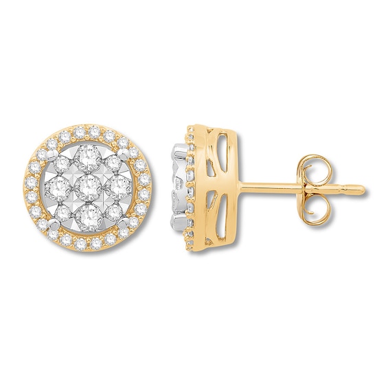Previously Owned Diamond Stud Earrings 1/2 cttw 10K Two-Tone Gold