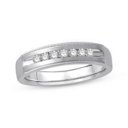 Previously Owned Men's Diamond Wedding Band 1/4 ct tw Round-cut 10K White Gold