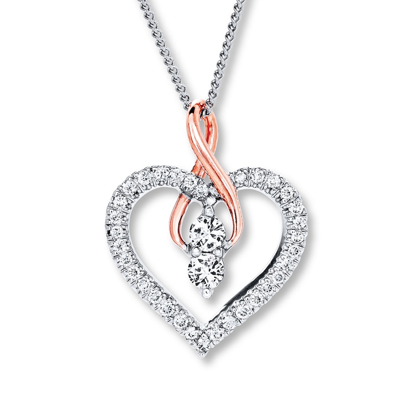 Main Image 1 of Previously Owned Ever Us Heart Necklace 1/2 ct tw Diamonds 14K 2-Tone Gold