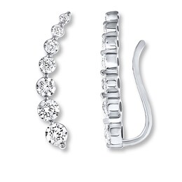 Previously Owned THE LEO Diamond Climber Earrings 1-1/5 carats twt 14K White Gold