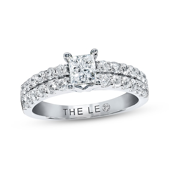Previously Owned THE LEO Diamond Engagement Ring 1 ct tw Princess & Round-cut 14K White Gold