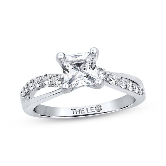 Previously Owned THE LEO Diamond Engagement Ring 7/8 ct tw Princess & Round-cut 14K White Gold