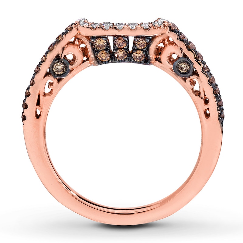 Main Image 2 of Previously Owned Le Vian Bridal Wedding Band Chocolate 1/3 ct tw Round-cut Diamonds 14K Strawberry Gold