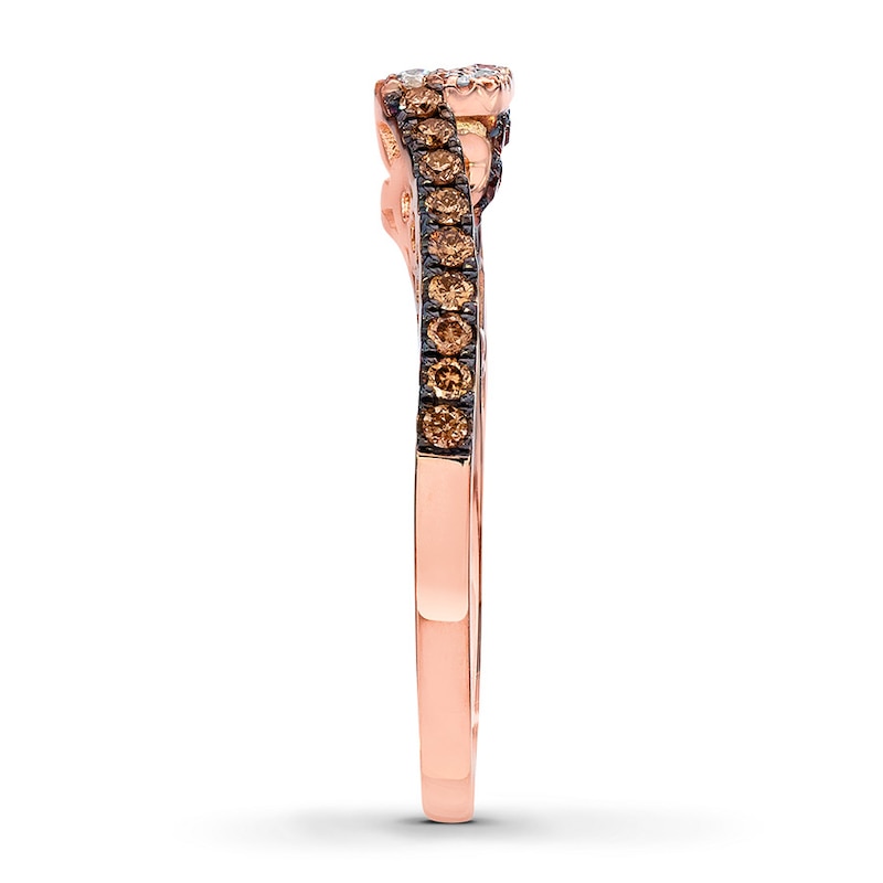 Main Image 3 of Previously Owned Le Vian Bridal Wedding Band Chocolate 1/3 ct tw Round-cut Diamonds 14K Strawberry Gold