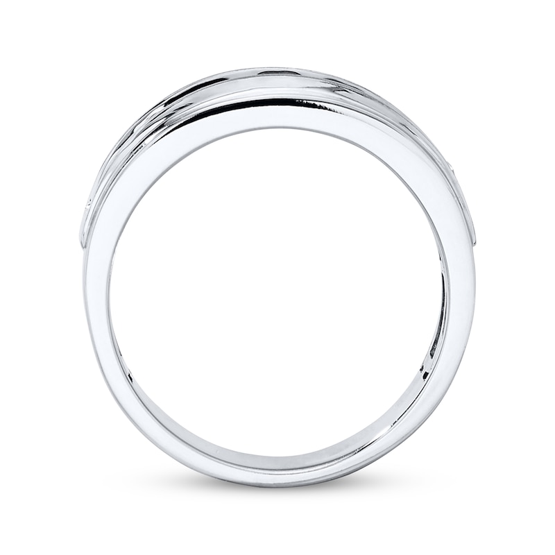 Main Image 2 of Previously Owned Men's Wedding Band 1 ct tw Round-cut Diamonds 10K White Gold