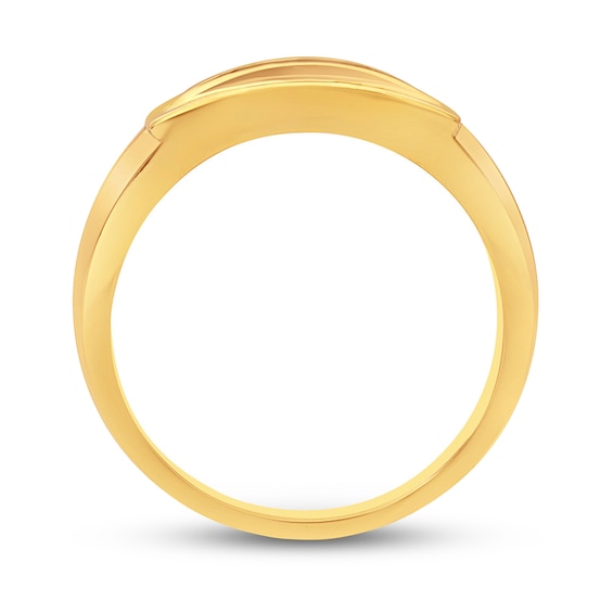 Thumbnail Image 2 of Previously Owned Men's Black Diamond Ring 1/2 ct tw Round-cut 10K Yellow Gold