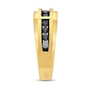 Thumbnail Image 3 of Previously Owned Men's Black Diamond Ring 1/2 ct tw Round-cut 10K Yellow Gold