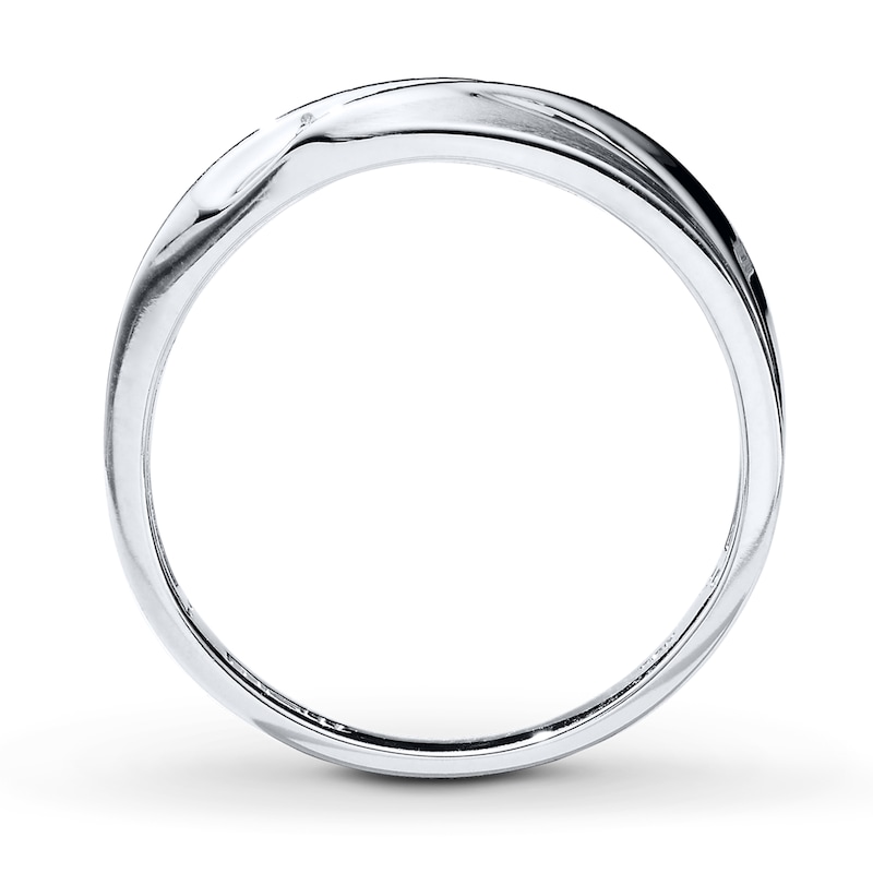 Main Image 2 of Previously Owned Men's Diamond Wedding Band 1/15 ct tw Round-cut 10K White Gold