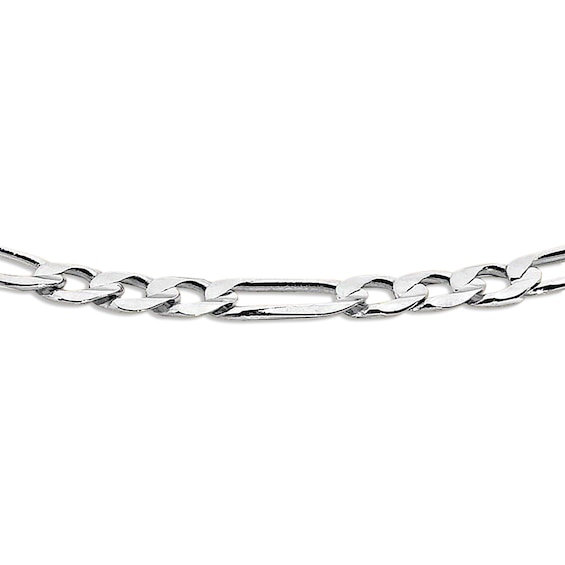 Previously Owned Figaro Link Chain Solid 10K White Gold 22"