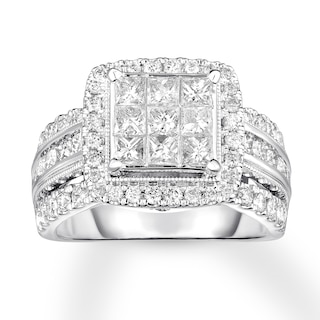 Previously Owned Diamond Engagement Ring 2 ct tw Princess & Round-cut ...