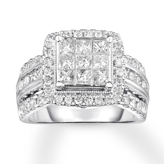 Diamond Engagement Ring 2 Ct Tw Princess Round 10k White Gold Kay