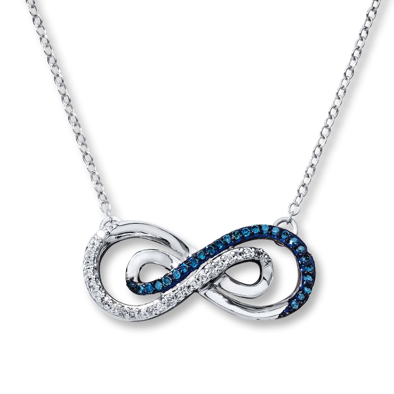 Previously Owned Blue/White Diamonds 1/5 ct tw Necklace Sterling Silver