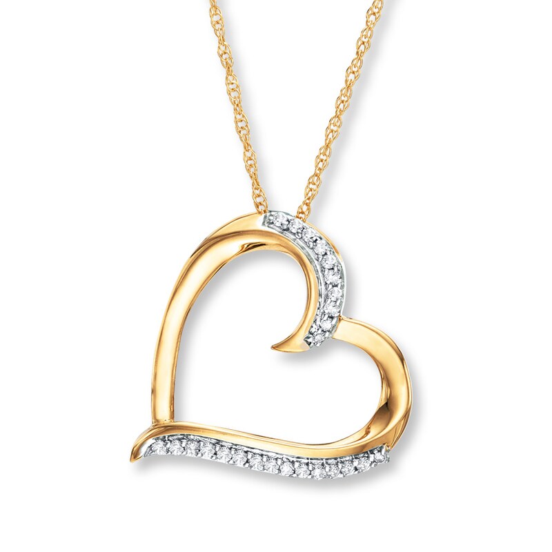 Main Image 1 of Previously Owned Heart Necklace 1/15 ct tw Diamonds 10K Yellow Gold