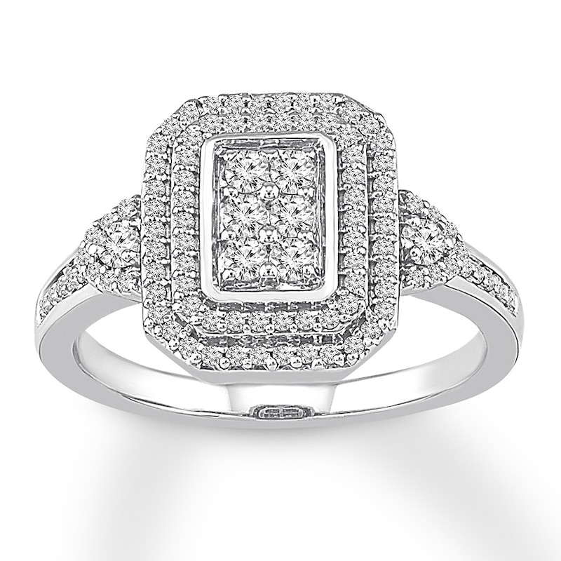 Main Image 1 of Previously Owned Diamond Ring 1/2 ct tw Round-cut 10K White Gold