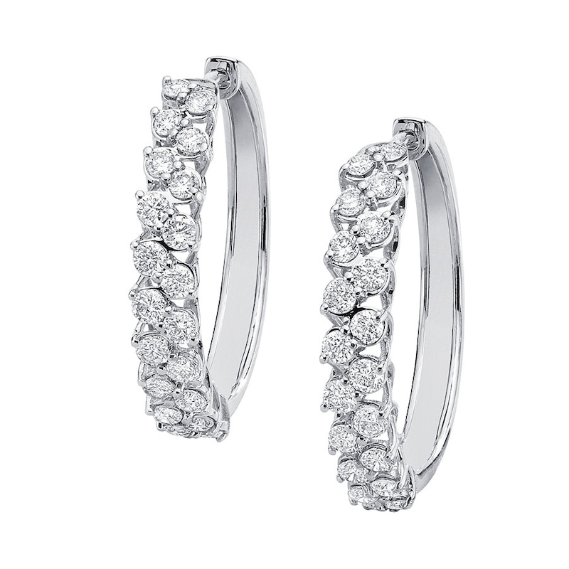 Previously Owned Diamond Hoop Earrings 1 ct tw Round-cut 10K White Gold