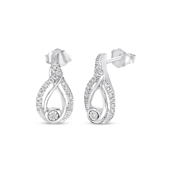 Previously Owned Interwoven Diamond Earrings 1/8 ct tw Round-cut Sterling Silver