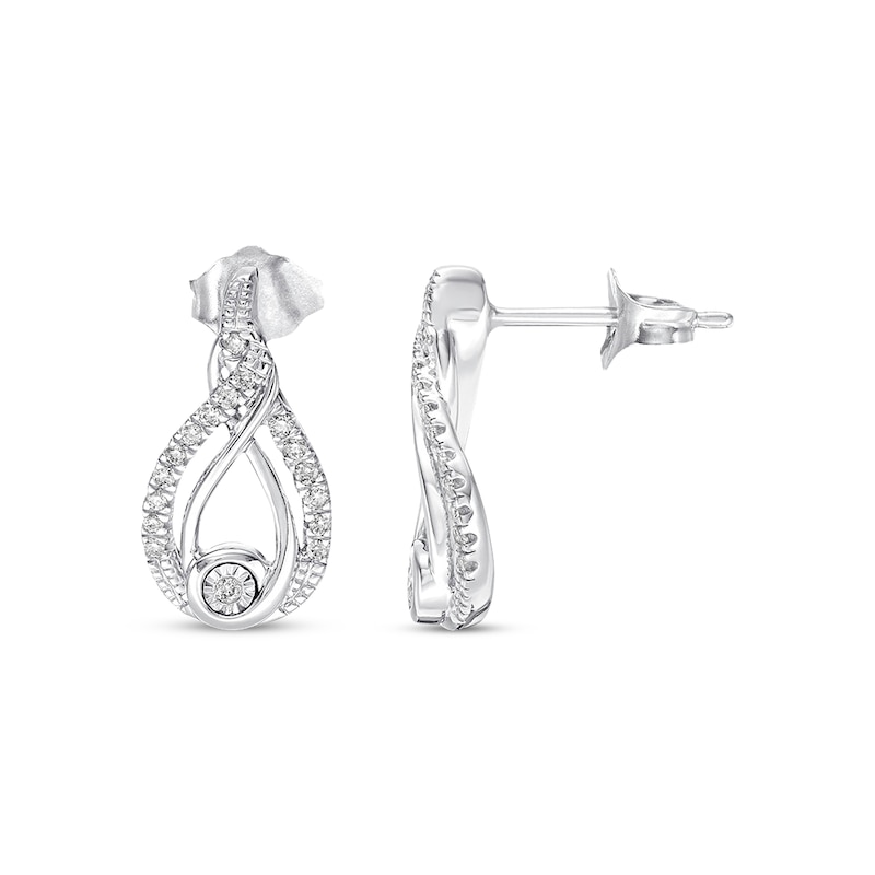 Main Image 2 of Previously Owned Interwoven Diamond Earrings 1/8 ct tw Round-cut Sterling Silver