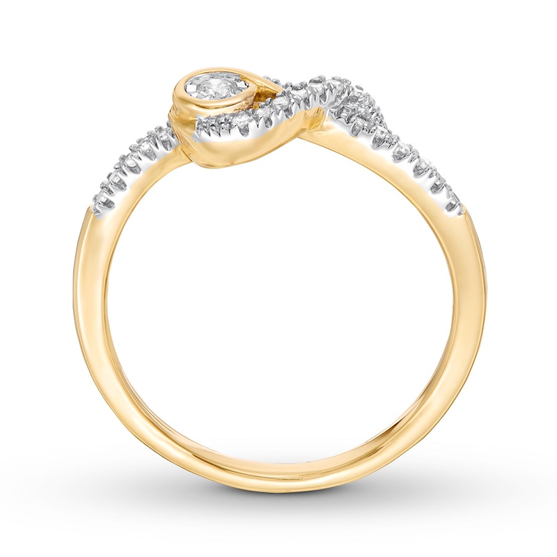 Main Image 2 of Previously Owned Interwoven Diamond Ring 1/10 ct tw Round-cut 10K Yellow Gold