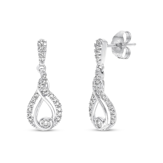 Previously Owned Interwoven Diamond Dangle Earrings 1/4 ct tw 10K White Gold
