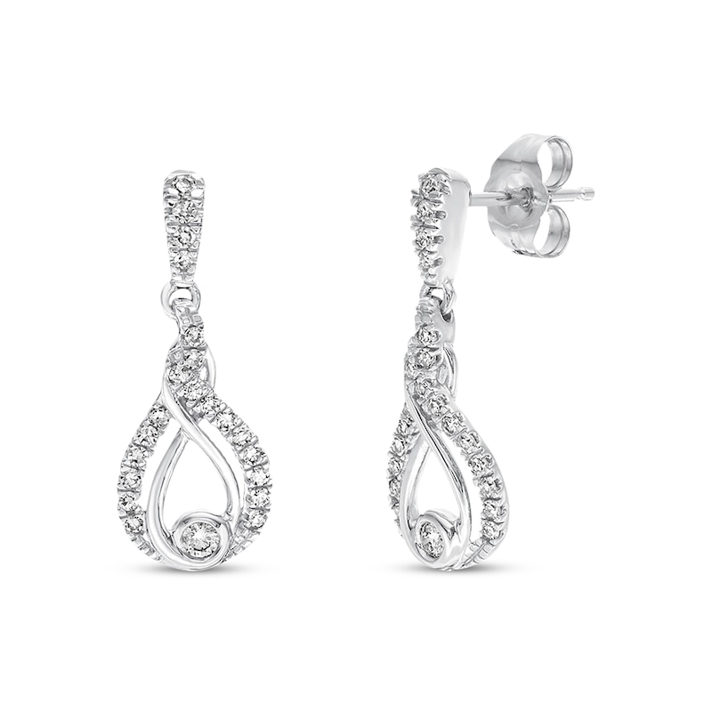 Main Image 1 of Previously Owned Interwoven Diamond Dangle Earrings 1/4 ct tw 10K White Gold