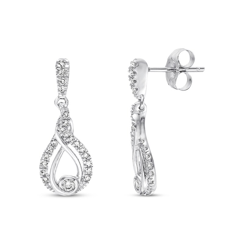 Main Image 2 of Previously Owned Interwoven Diamond Dangle Earrings 1/4 ct tw 10K White Gold