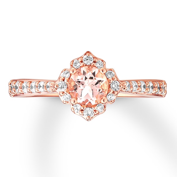 Previously Owned Morganite Engagement Ring 1/3 ct tw Round-cut Diamonds 14K Rose Gold Size 10.5