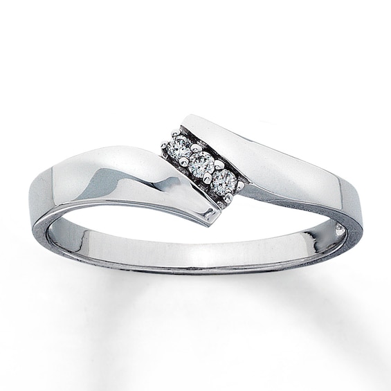 Previously Owned Diamond Promise Ring 1/20 ct tw Round-cut 10K White Gold Size 10