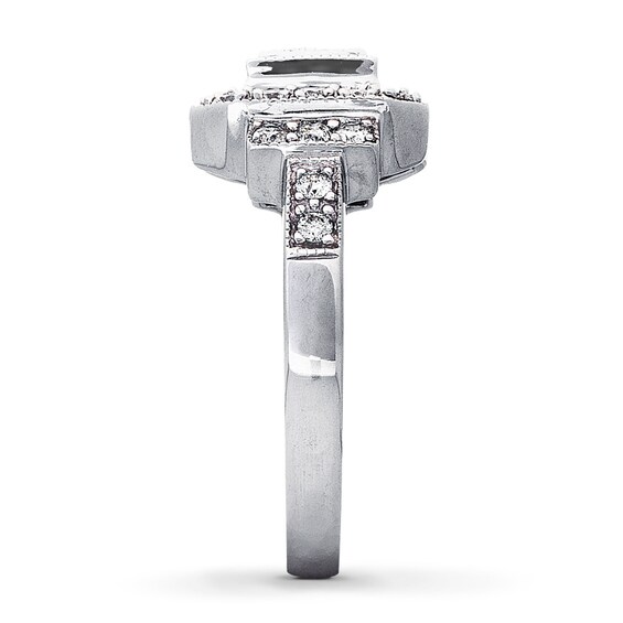 Thumbnail Image 3 of Previously Owned Diamond Ring 5/8 ct tw Princess & Round-cut 14K White Gold Size 11.75