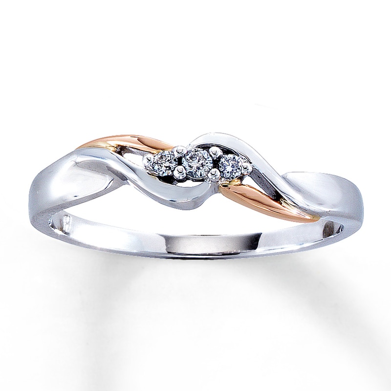Main Image 1 of Previously Owned Diamond Promise Ring 1/20 ct tw Round-Cut 10K Two-Tone Gold - Size 3.5