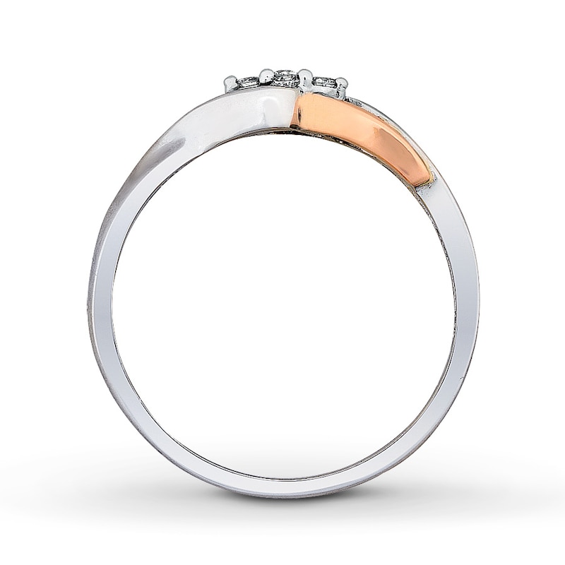 Main Image 2 of Previously Owned Diamond Promise Ring 1/20 ct tw Round-Cut 10K Two-Tone Gold - Size 3.5