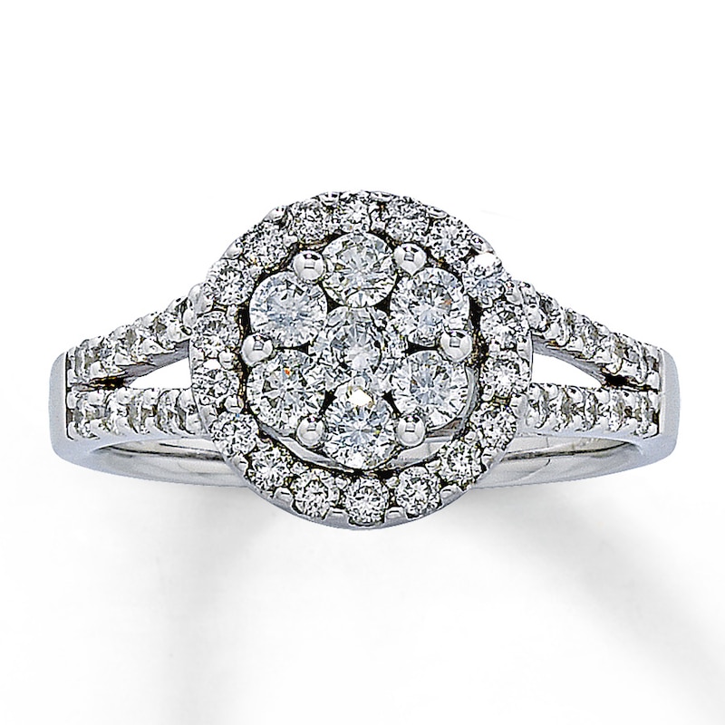 Main Image 1 of Previously Owned Diamond Engagement Ring 1 ct tw Round-cut 14K White Gold - Size 9.5