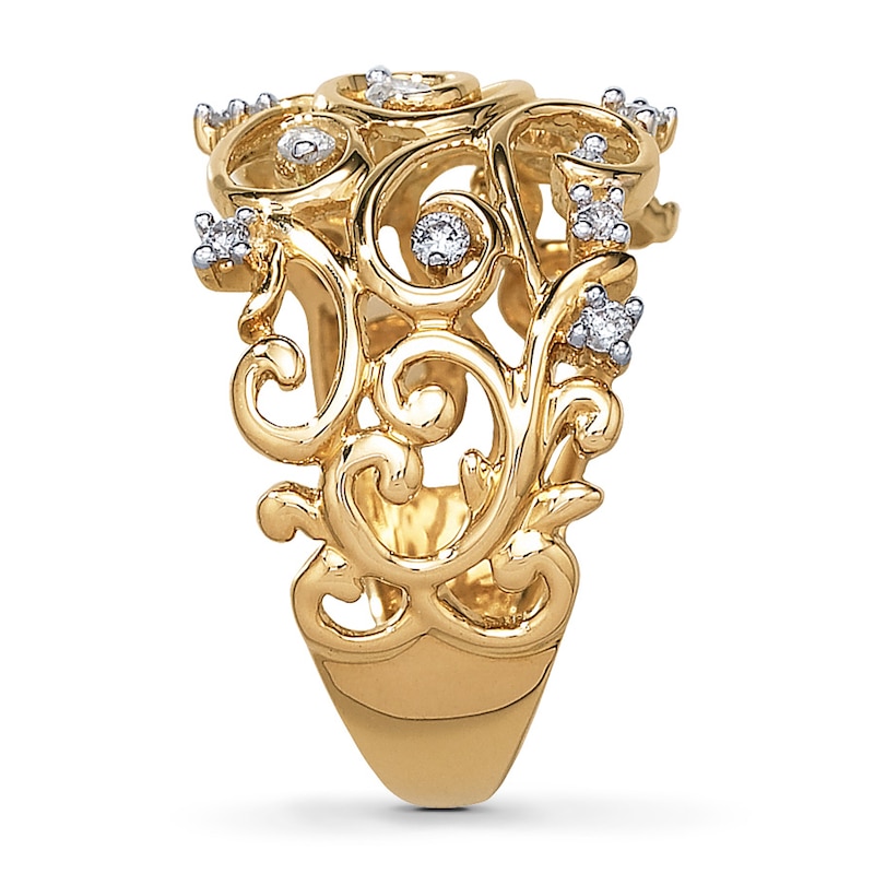 Main Image 3 of Previously Owned Diamond Ring 1/4 ct tw Round-cut 10K Yellow Gold - Size 13