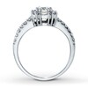 Thumbnail Image 2 of Previously Owned Diamond Engagement Ring 1 ct tw Round & Baguette-cut 14K White Gold Size 3.25