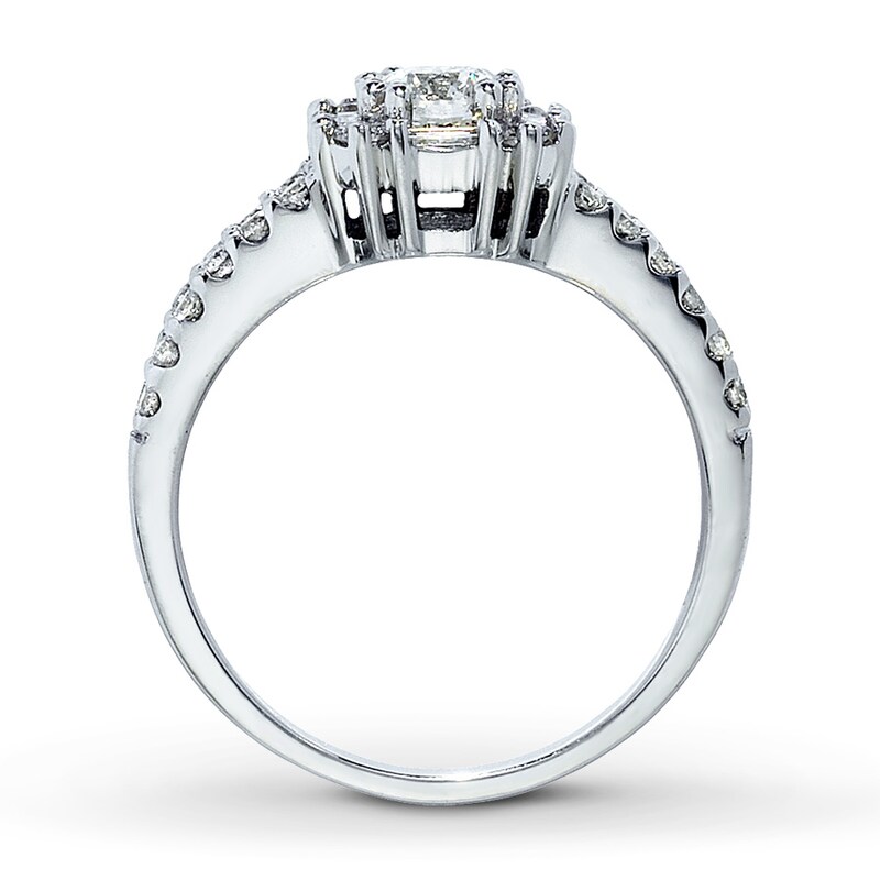 Main Image 2 of Previously Owned Diamond Engagement Ring 1 ct tw Round & Baguette-cut 14K White Gold Size 3.25