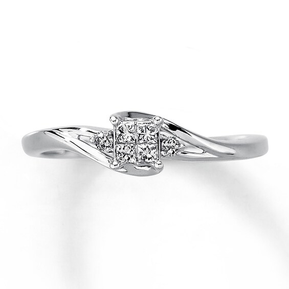 Previously Owned Diamond Ring 1/8 ct tw Princess-cut 10K White Gold Size 4.25