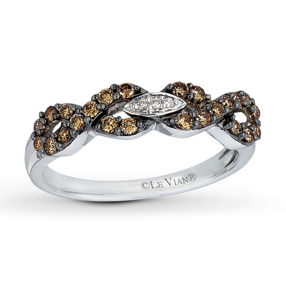 Previously Owned Le Vian Chocolate Diamond Ring 3/8 ct tw Round-cut 14K Vanilla Gold - Size 10