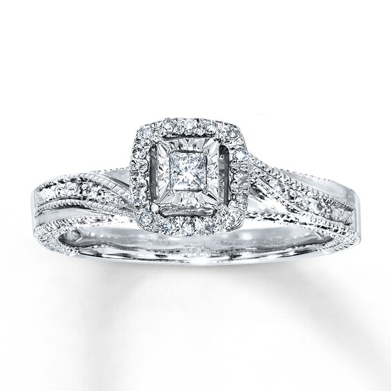 Previously Owned Diamond Ring 1/6 ct tw Princess-cut Sterling Silver Size 11