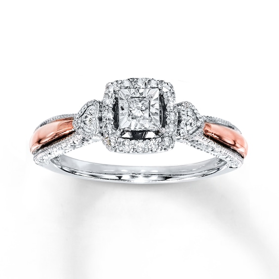 Previously Owned Diamond Promise Ring 1/6 ct tw Princess-cut Sterling Silver & 10K Rose Gold Size 10