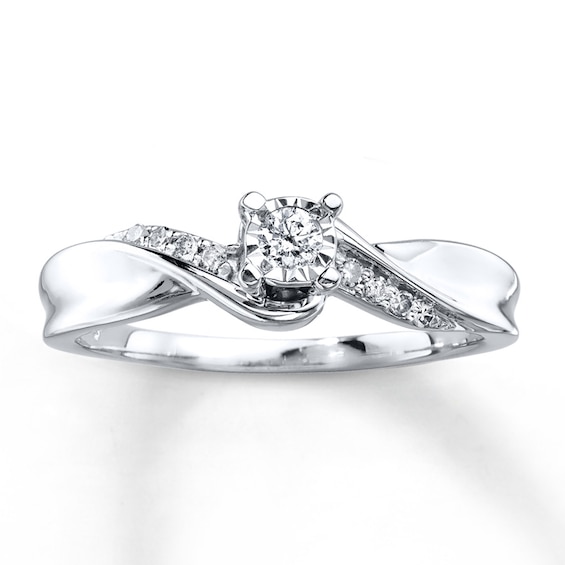 Previously Owned Diamond Promise Ring 1/8 ct tw Round-cut Sterling Silver Size 4.5