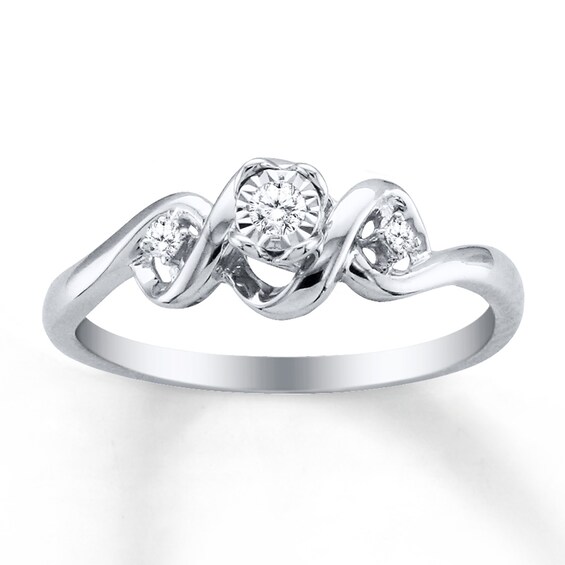 Previously Owned Diamond Promise Ring 1/15 ct tw Round-cut Sterling Silver Size 4.25