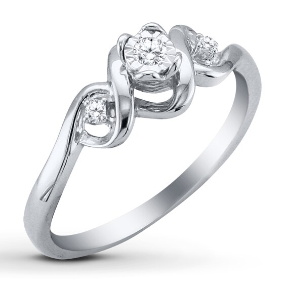 Thumbnail Image 2 of Previously Owned Diamond Promise Ring 1/15 ct tw Round-cut Sterling Silver Size 4.25