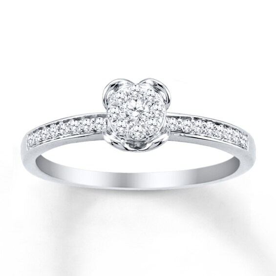 Previously Owned Diamond Promise Ring 1/5 ct tw Round-cut 10K White Gold Size 10